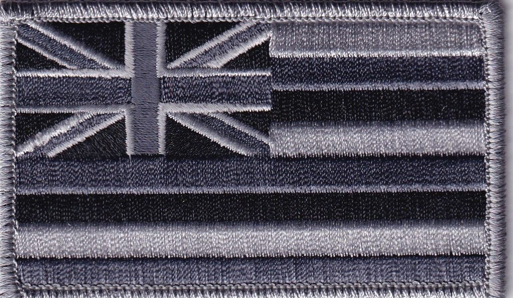 Hawaii HI State Flag Patch SUBDUED BLACK on GREY